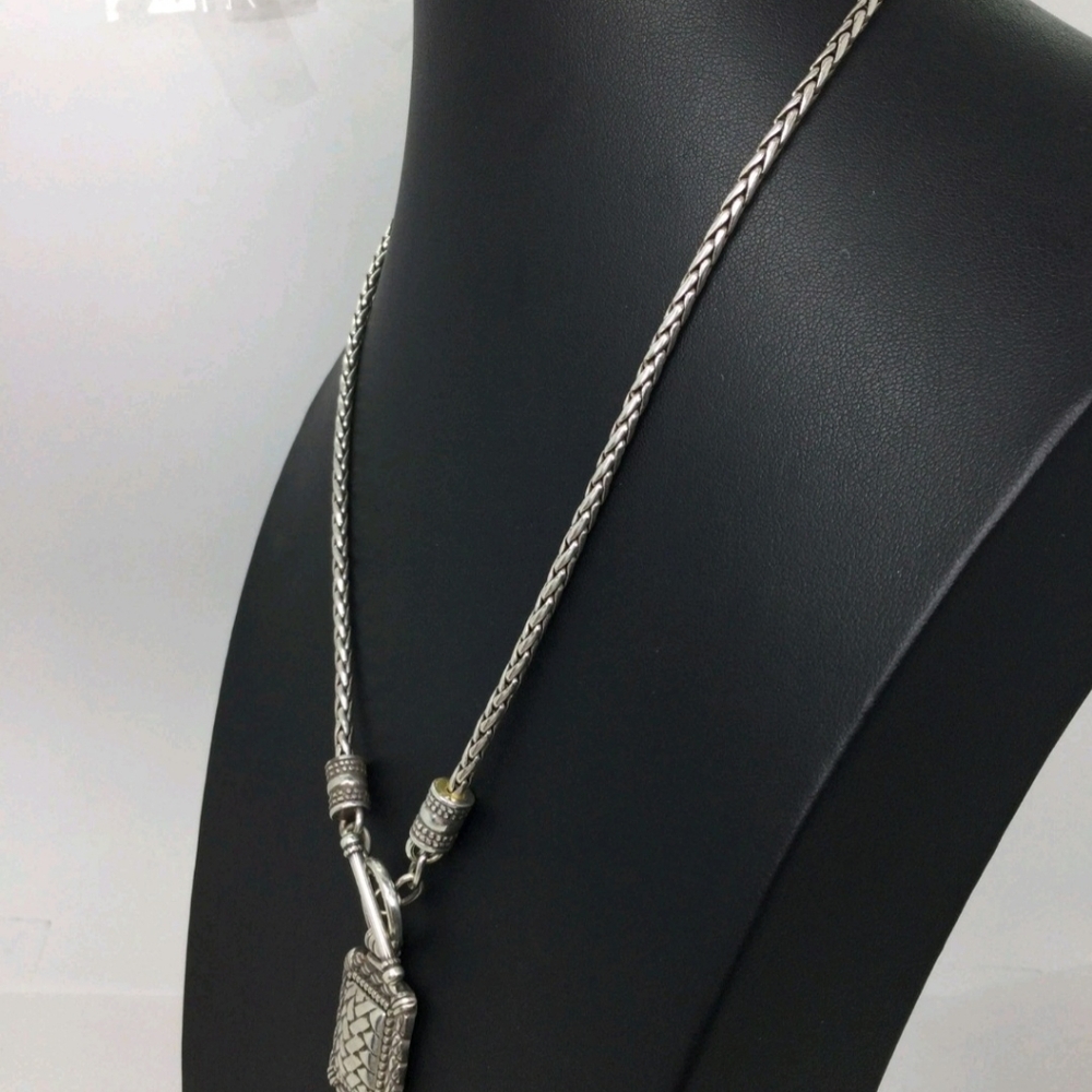 Brighton Wave Square Pendant Toggle Clasp Necklace EUC 18" - Picture 2 of 5
